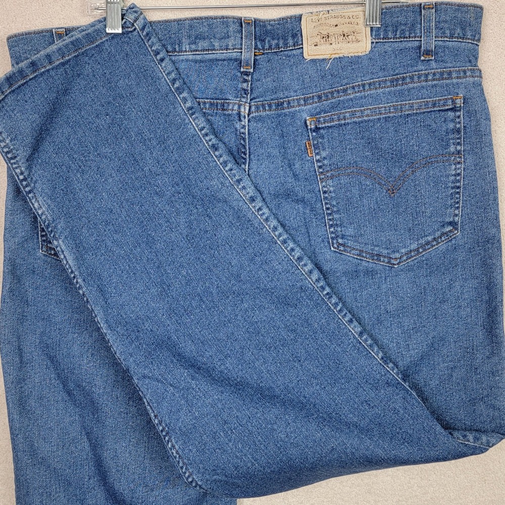 Vintage 90s Levi's 540 Flex Men's 42x32 Orange Tab Normcore Denim Blue Jeans